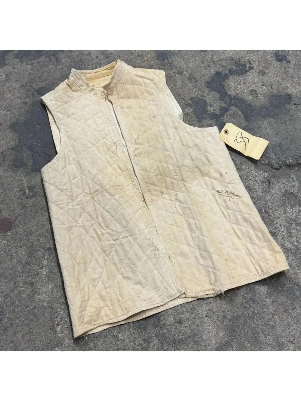 Vintage 60s 70s Western Film Costume Vest Distressed Quilted Cotton Thrashed